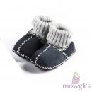 Lammfell Babyschuhe mit Bündchen marine